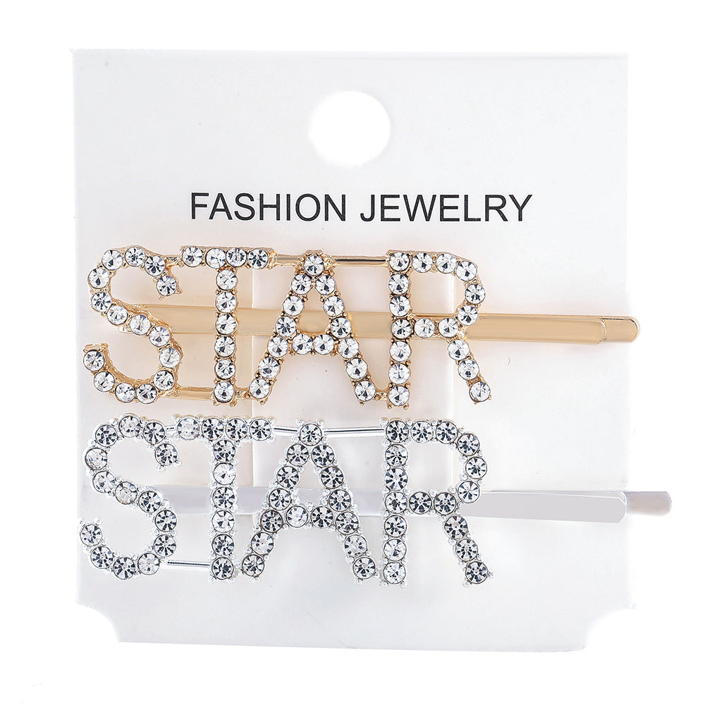 Wholesale Women's Diamond Letter All-match Bangs Hairpin Clip